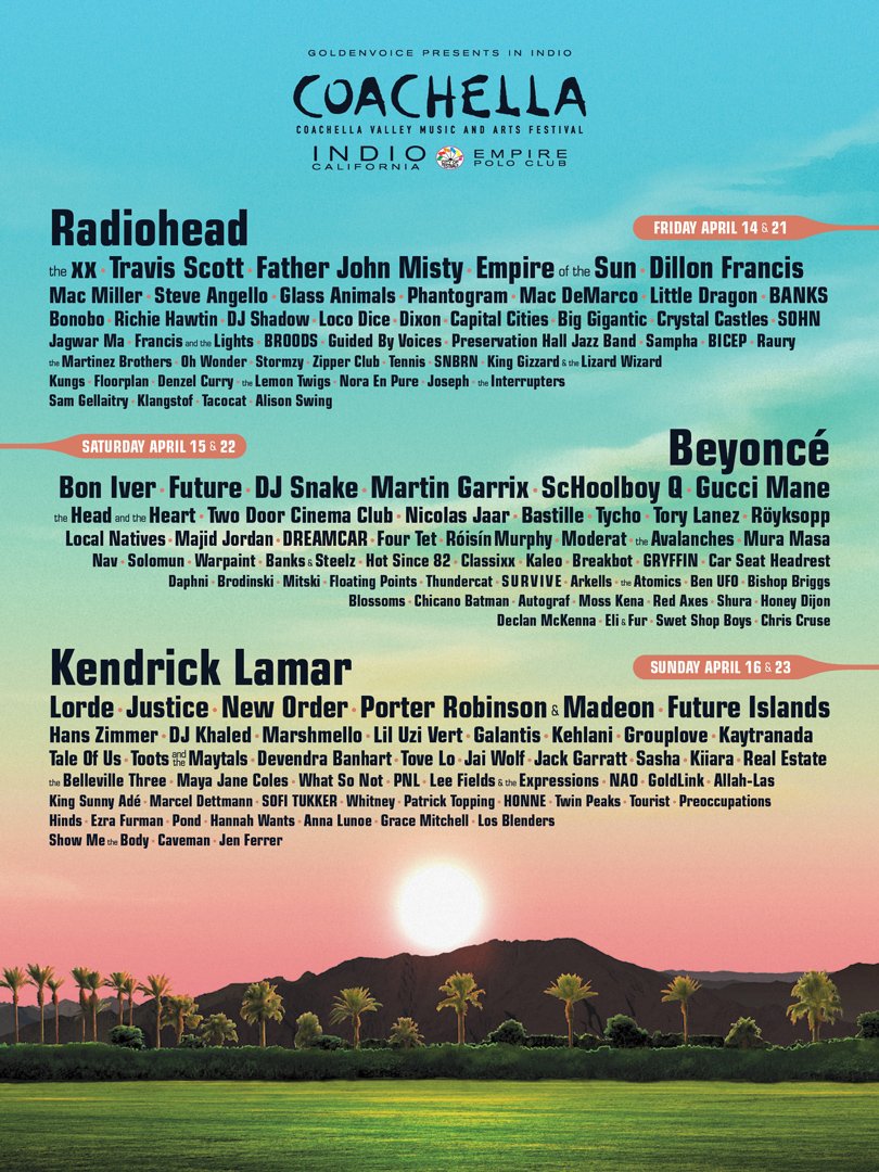 Article: Beyonce, Kendrick Lamar, Martin Garrix, The Atomics And More Bring Excellence To This Year’s Coachella Line-up!